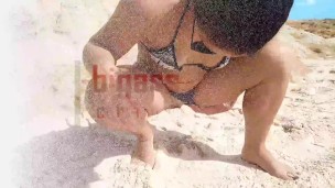 drinking pee in public beach more 2 litres sun and summer -aprilbigass-