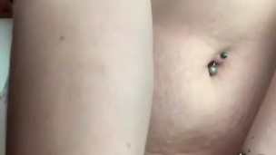Tits and purple lipstick 