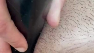 Masc lesbian puts vibrator in her tight virgin pussy. 