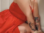 Smoking with tatted babe in lingerie turns into deep throating and fucking her sweet pussy 16/16