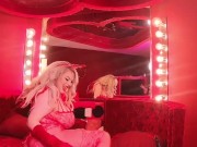 Bimbo showgirl shows off her huge fake boobs and huge fake booty 10/16