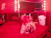 Bimbo showgirl shows off her huge fake boobs and huge fake booty 4/16