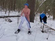 Snowshoe Show Off - Doing The Snow Stroke Naked In The Woods