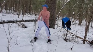 Snowshoe Show Off - Doing The Snow Stroke Naked In The Woods