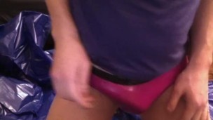 Leaking in tight pink briefs
