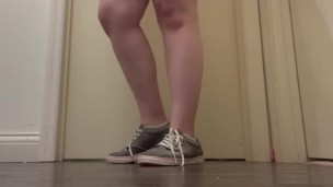 Amateur Shoe Socks Feet FIRST EVER VIDEO Chubby/Thick Calves