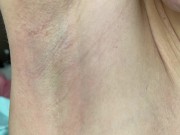 Shaves hairy armpits, shows shaved armpits! 14/16
