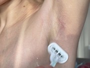 Shaves hairy armpits, shows shaved armpits! 2/16
