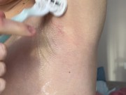 Shaves hairy armpits, shows shaved armpits! 3/16