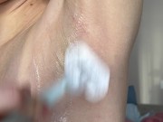 Shaves hairy armpits, shows shaved armpits! 4/16