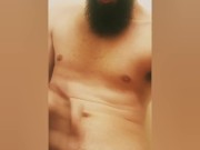 Bearded bad boy jacks off for you and moans
