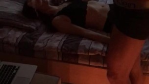 A classmate was seduced by friends to put on a blindfold, and fucked her together