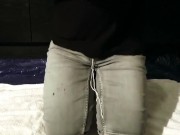 Struggling to get my denim shorts off before I burst