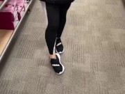 publicly trying on shoes in target