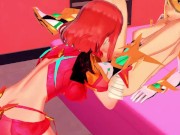 Pyra eats Mythra's pussy before tribbing - Xenoblade Chronicles 2 Hentai. 6/16