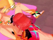 Pyra eats Mythra's pussy before tribbing - Xenoblade Chronicles 2 Hentai. 7/16