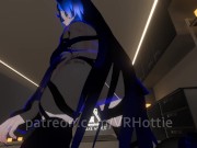 Blue Haired Devil Succubus in Straps Blindfold Rides For Senpai Tattoos POV Lap Dance Hentai Robe 1/16