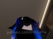 Blue Haired Devil Succubus in Straps Blindfold Rides For Senpai Tattoos POV Lap Dance Hentai Robe 14/16