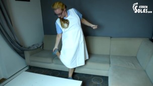 Barefoot nurse needs you attention, POV (nurse feet, bare feet, socks, pov foot worship, foot tease)
