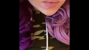 Eating my homemade burger mouth POV 