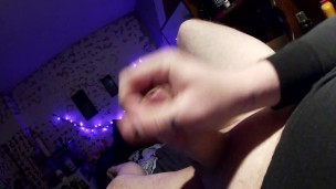 Shaved CHUBBY Straight Guy Getting His floppy UNCUT COCK Hard