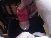 Laura On Heels model 2021 blowjob and deepthroat on a sofa