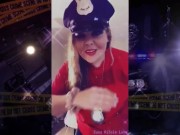 Trying on my police accessories. Even drinking the coffee to go with it. 2/16