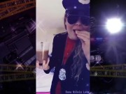 Trying on my police accessories. Even drinking the coffee to go with it. 6/16