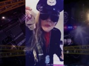 Trying on my police accessories. Even drinking the coffee to go with it. 7/16