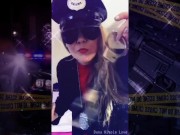 Trying on my police accessories. Even drinking the coffee to go with it. 9/16