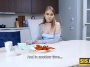 SIS.PORN. For the sake of homework girl in jean shorts agrees to give pleasure to stepbro 1/16