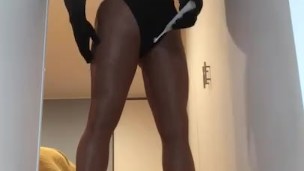 Sheila's Shoe Fetish Session (trans, shoes, high heels, pantyhose, female mask, mask, transform)