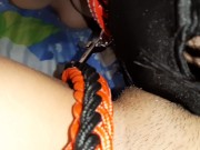 Моя рабыня на поводке с небритой киской вылизала мои пальцы на ногах и киску - IkaSmokS 16/16