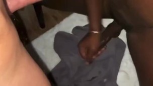 Hung Black Jock Jerks Off While Kissing BWC Until He Shoots His Load 