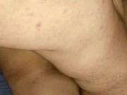 Cumshot on my wife's hairy pussy 7/16