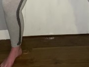 Innocent Teen pisses herself in tight leggings (Floor gets soaked)