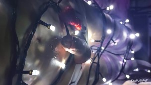 Cutey trans have a strawberry party to jerk off an cum on it to eat them.