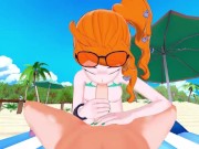 Sonia sucking dick on the beach, swallows cum. 15/16