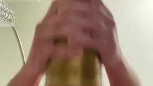 Below POV of a Fleshlight Creampie 