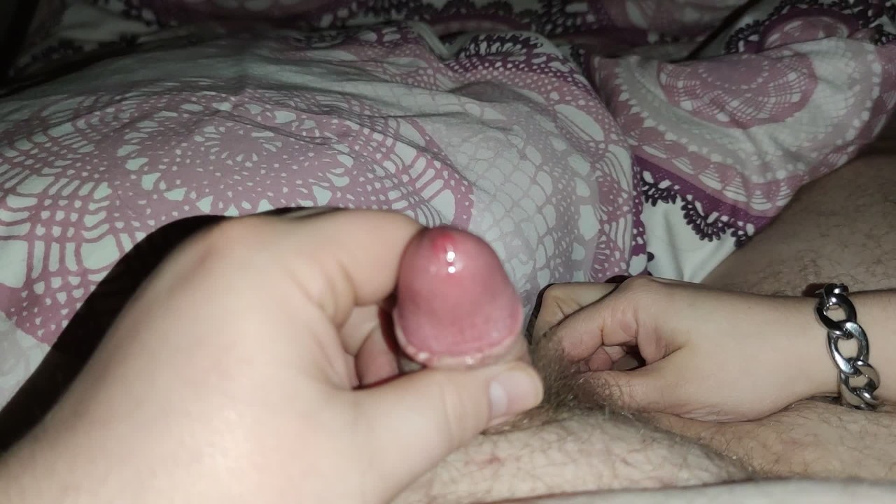 He loves it when i make his little dick cum with my orange long nails *cum runs on my long nails* - RedTube
