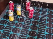 Trying my aim at filling some empty cans. Just went everywhere.