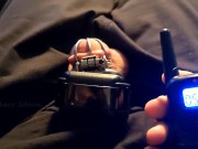 Sub uses a Shock Collar on his Dick while in Chastity