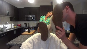 Step Mom Seduces Step Son with Sexy Nylon Soles