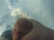 man moaning in the mountains masturbating