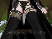 White Hair Strapped Hentai Babe Robe Doms and Steps on You Thigh High Strips Down POV Lap Dance 1/16