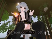 White Hair Strapped Hentai Babe Robe Doms and Steps on You Thigh High Strips Down POV Lap Dance 15/16