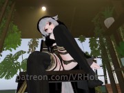 White Hair Strapped Hentai Babe Robe Doms and Steps on You Thigh High Strips Down POV Lap Dance 3/16