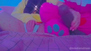 Amateur asian teen 18 masturb with her plushie and gives him a handjob uncensored BBC big dildo