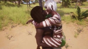 beauty black lesbian kissing wild