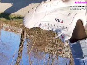 Part2 Fila Destrudor Shoeplay Nylon feet and Crush Trample Trailer Sneaker girl Feet 13/16